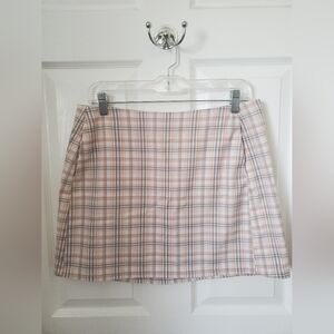 Urban Outfitters Plaid Mini Skirt Cream Grey